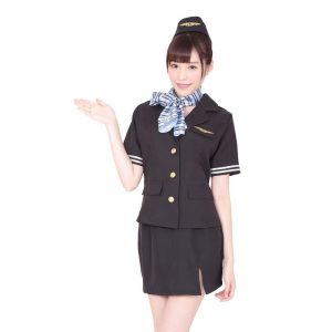 キャビンアテンダント フライトガール ジャケット・スカート・スカーフ・帽子の3点セット